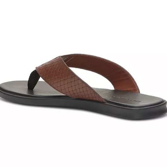 Vince Camuto Men’s Cognac Waylyn Woven Leather Upper Flip Flop Sandal NEW NIB - Picture 10 of 16